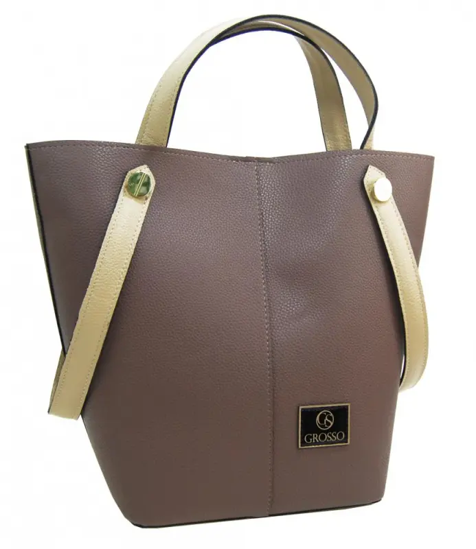 Hnědo-béžová s fialovým nádechem shopper dámská kabelka S683 GROSSO