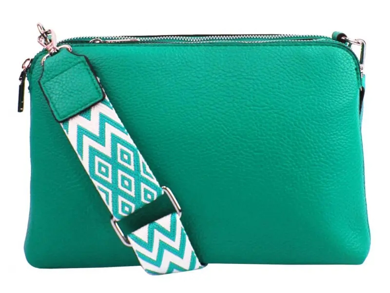 Tyrkysová crossbody dámská kabelka se třemi sekcemi Jessica