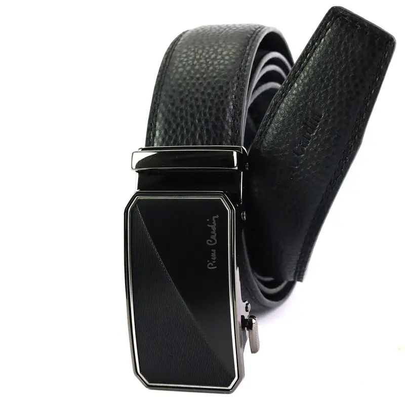 VALMIO Kožený opasek Pierre Cardin 658 HY09 černý Černá 658HY09-BLACK