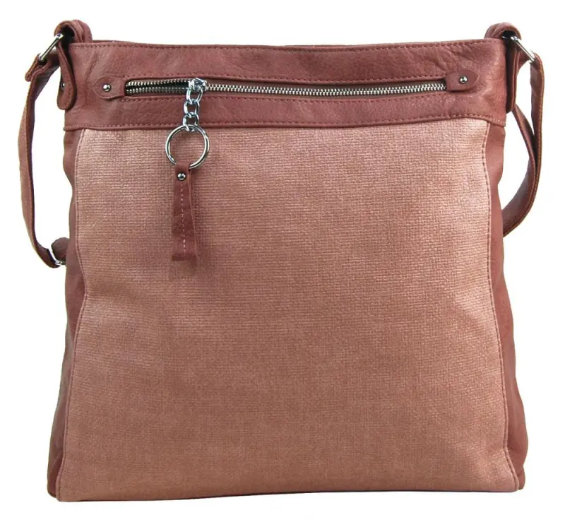 TESSRA Velká starorůžová crossbody dámská kabelka D5580