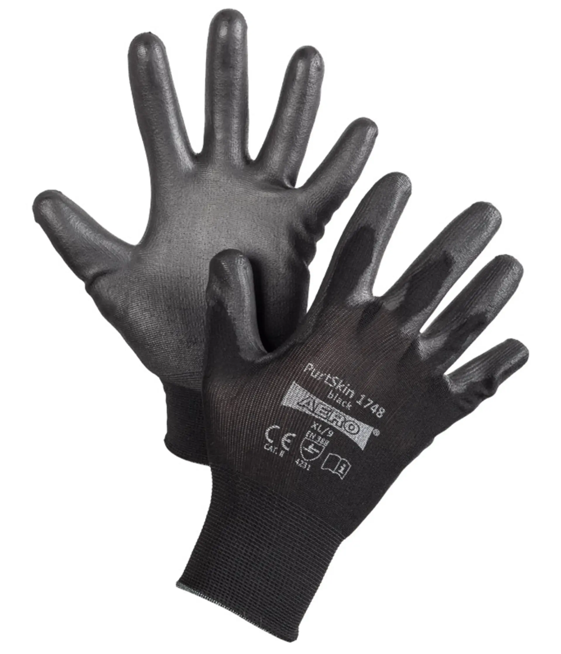 AERO PurtSkin Black 1748 polyuretan Rukavice povrvstvené
