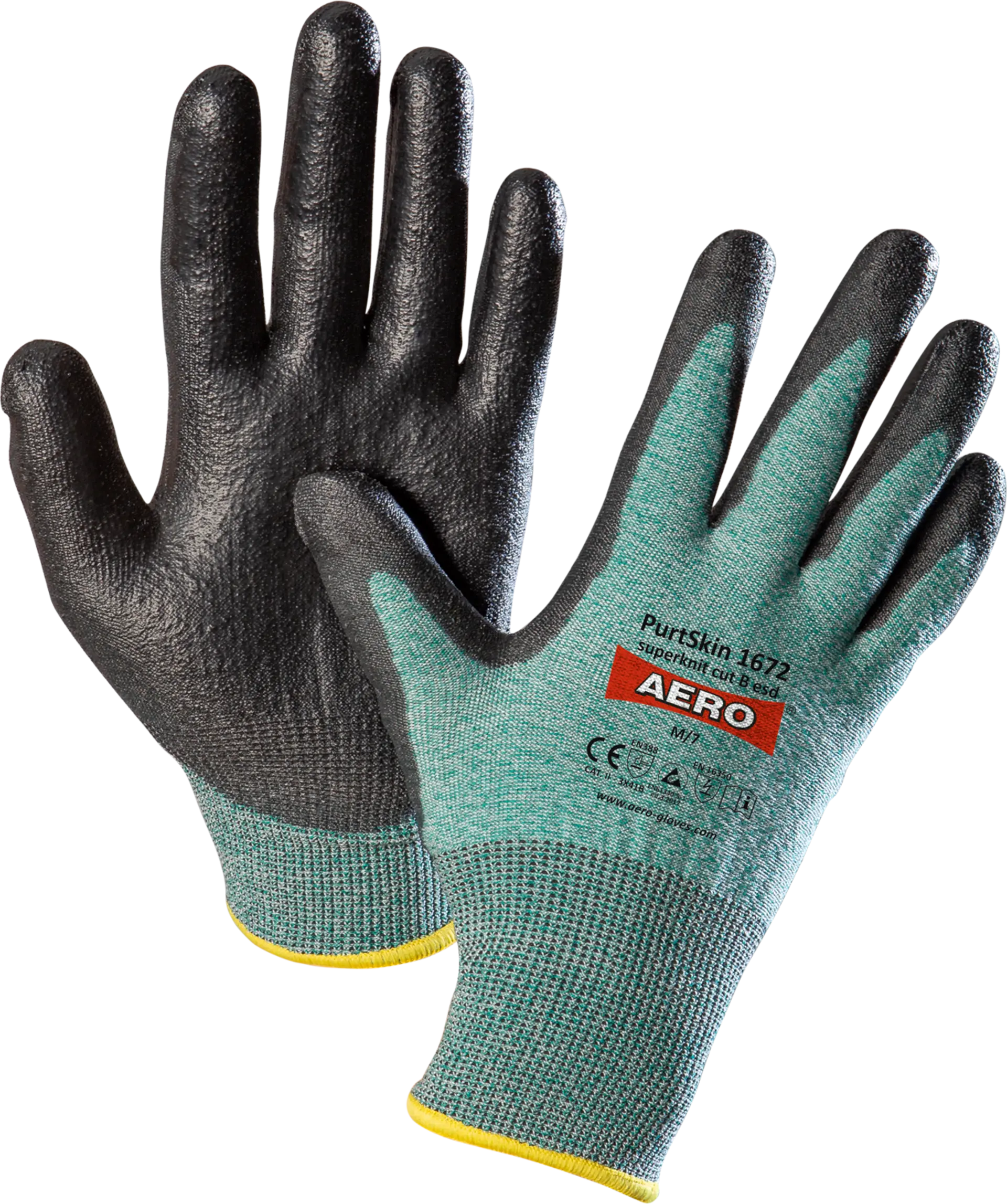 AERO PURTSKIN 1672 SUPERKNIT CUT B ESD polyuretan Rukavice povrstvené