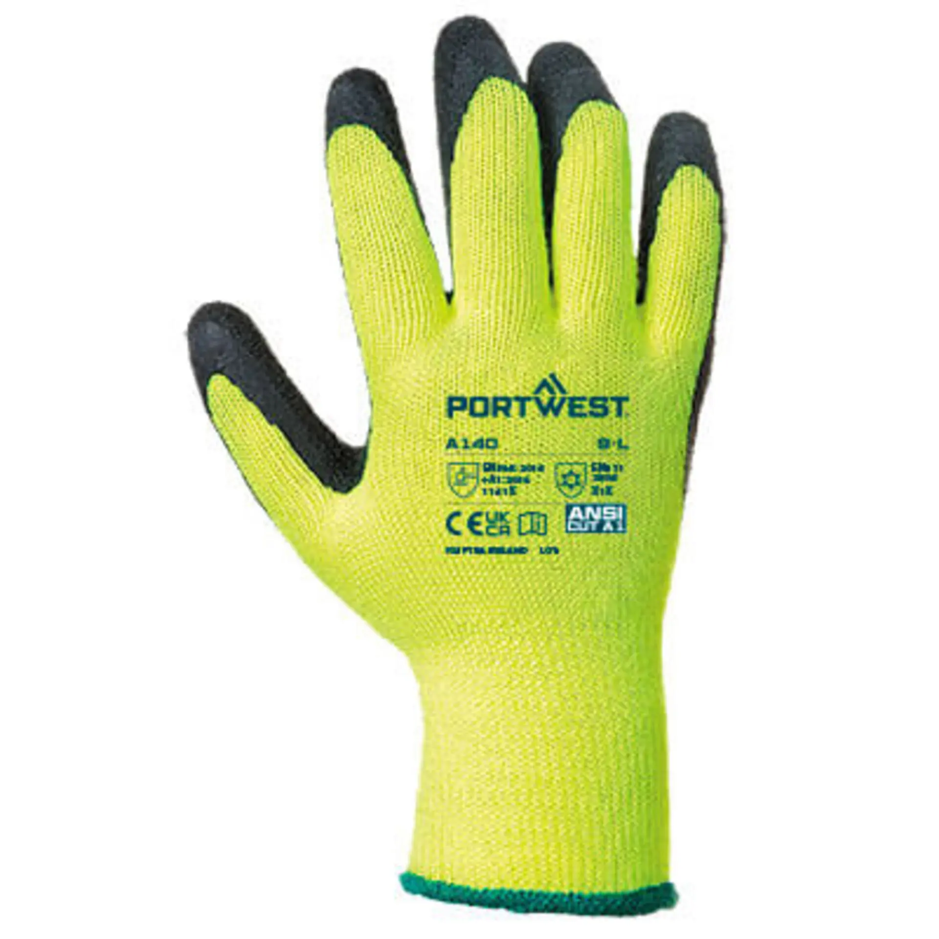 Portwest A140 THERMAL GRIP latex Rukavice zimní žlutá