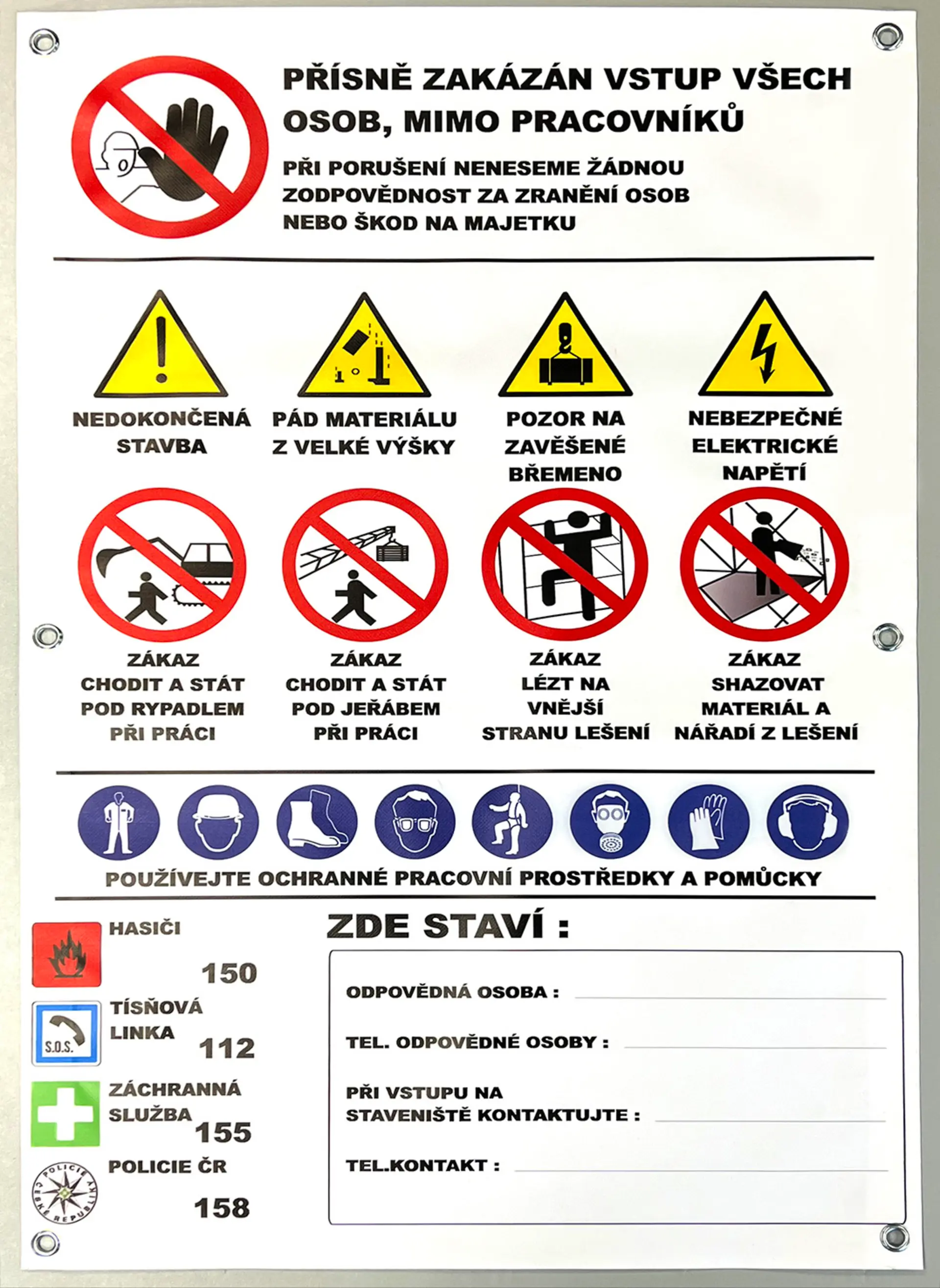 Bezpečnostní značky STAVBA 100x67cm Bezpečnostní banner
