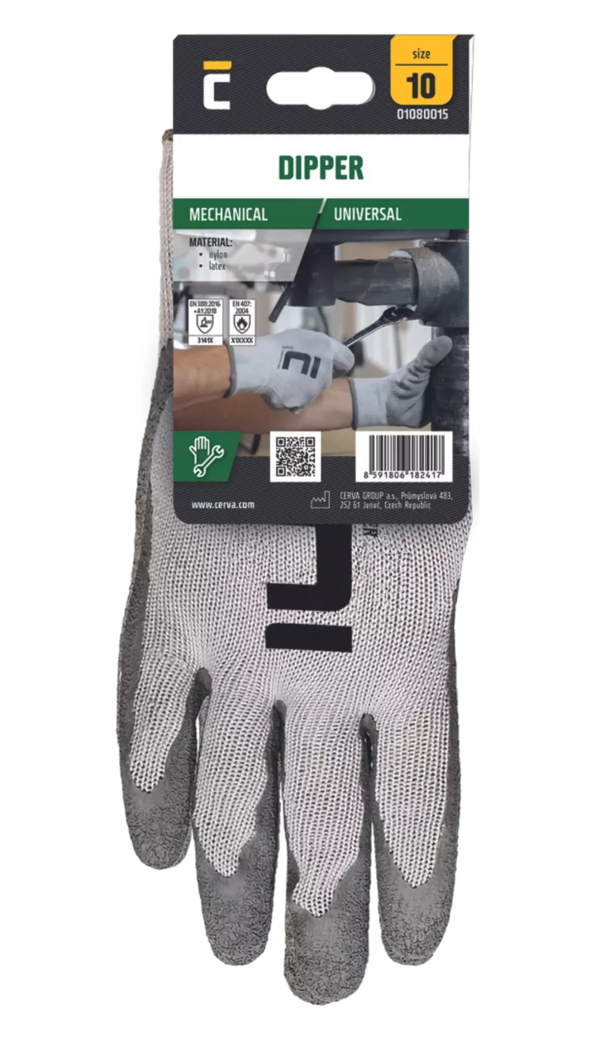 Cerva DIPPER latex blistr Rukavice povrstvené šedá 10 XL