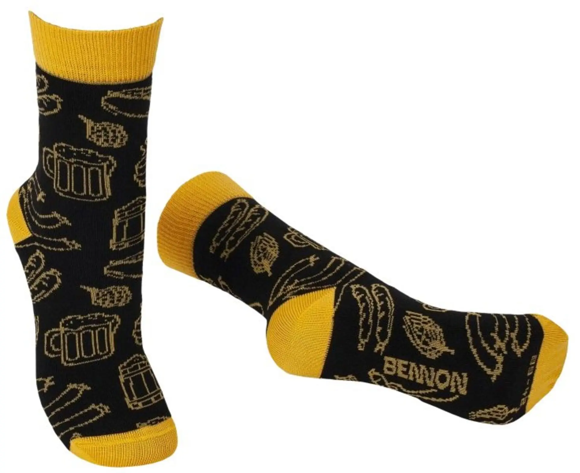 BENNON BENNONKY Beer Socks black/yellow Ponožky