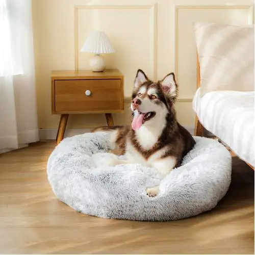 Pelíšek Jofi Donut plyšový L+, 70cm, sv.šedá
