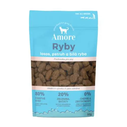 Amore Fish - pamlsky pro psy a kočky, 70g+30%  zdarma