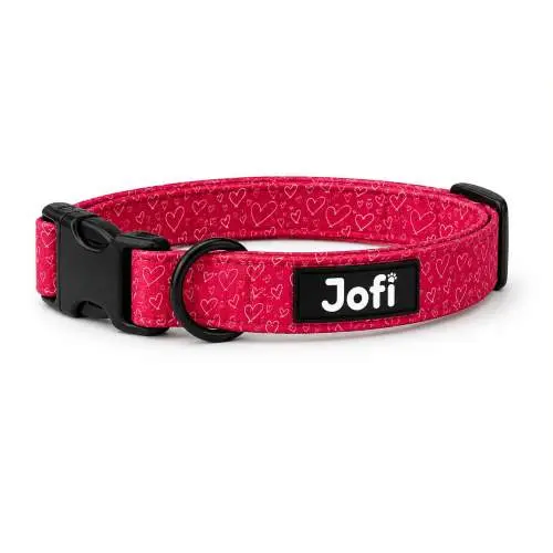 Jofi obojek pro psy Red Hearts, S, 28-43cm