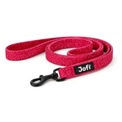Jofi vodítko pro psy Red Hearts, S, 1,5 × 152 cm