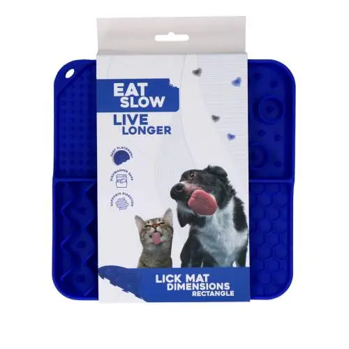 Eat Slow Live Longer lízací podložka Dimensions Rectangle modrá