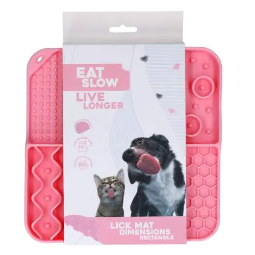 Eat Slow Live Longer lízací podložka Dimensions Rectangle růžová