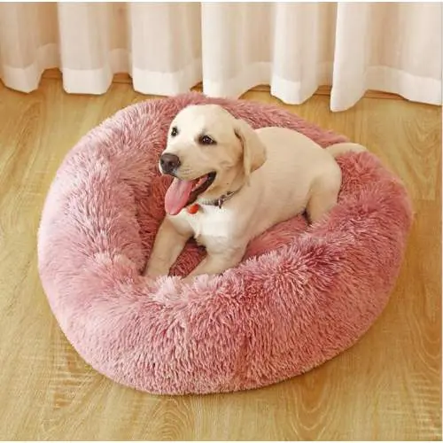 Pelíšek Jofi Donut plyšový L+, 70cm, růžová