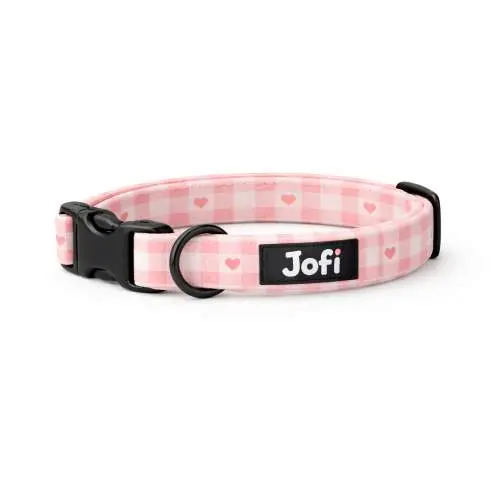 Jofi obojek pro psy Pink Hearts, XS, 22-30cm
