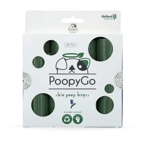 Vodítka, obojky a postroje pro psy - PoopyGo Eco friendly 120 pcs (8x15 bags) Lavender scented