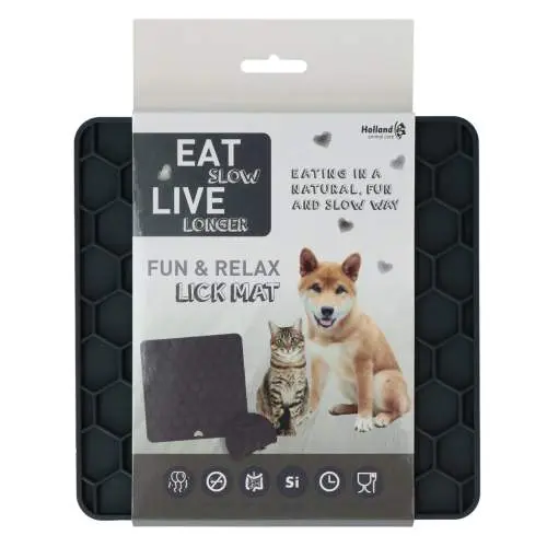 Misky, fontány & láhve pro psy - Eat Slow Live Longer Lick Mat Honeycomb Grey