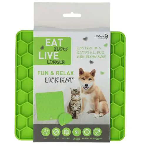 Misky, fontány & láhve pro psy - Eat Slow Live Longer Lick Mat Honeycomb Green