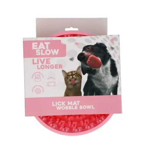 Hračka pro psy - Eat Slow Live Longer Lick Mat Wobble Bowl Pink