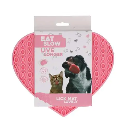 Hračka pro psy - Eat Slow Live Longer Lick Mat Lovely Heart Pink