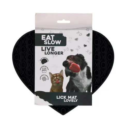 Hračka pro psy - Eat Slow Live Longer Lick Mat Lovely Heart Grey