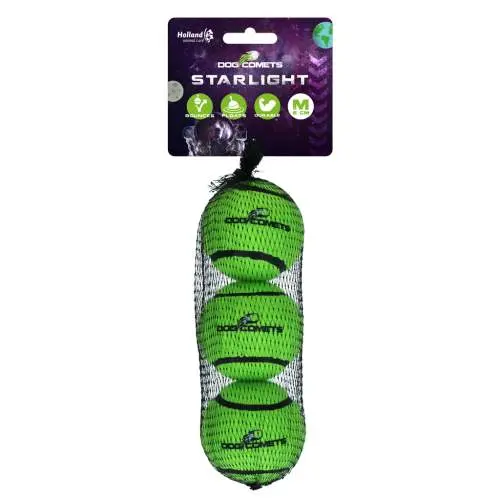 Hračka pro psy - Dog Comets Starlight Tennis Ball M Green (3-Pack)