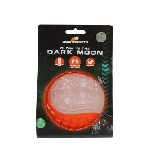 Hračka pro psy - Dog Comets Glow In The Dark Moon Ball L Orange