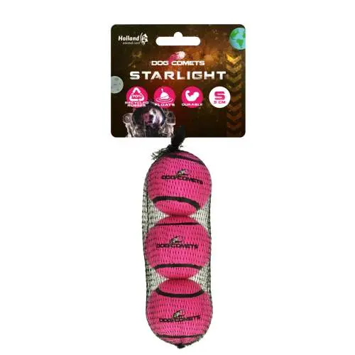 Hračka pro psy - Dog Comets Starlight Tennis Ball S Pink (3-pack)