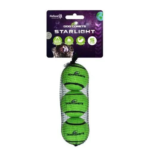 Hračka pro psy - Dog Comets Starlight Tennis Ball S Green (3-pack)