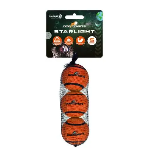 Hračka pro psy - Dog Comets Starlight Tennis Ball S Orange (3-pack)