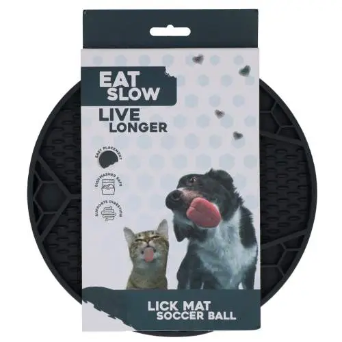 Hračka pro psy - Eat Slow Live Longer Lick Mat Soccer Ball Grey