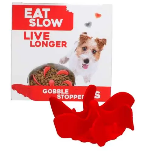 Misky, fontány & láhve pro psy - Eat Slow Live Longer Gobble Stopper Red S