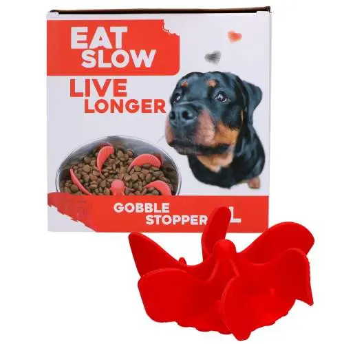 Misky, fontány & láhve pro psy - Eat Slow Live Longer Gobble Stopper Red L