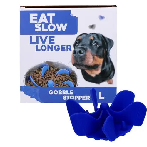 Misky, fontány & láhve pro psy - Eat Slow Live Longer Gobble Stopper Blue L