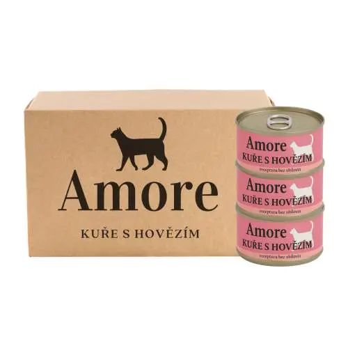 Amore cat konzerva Kuřecí s Hovězím 24x70g