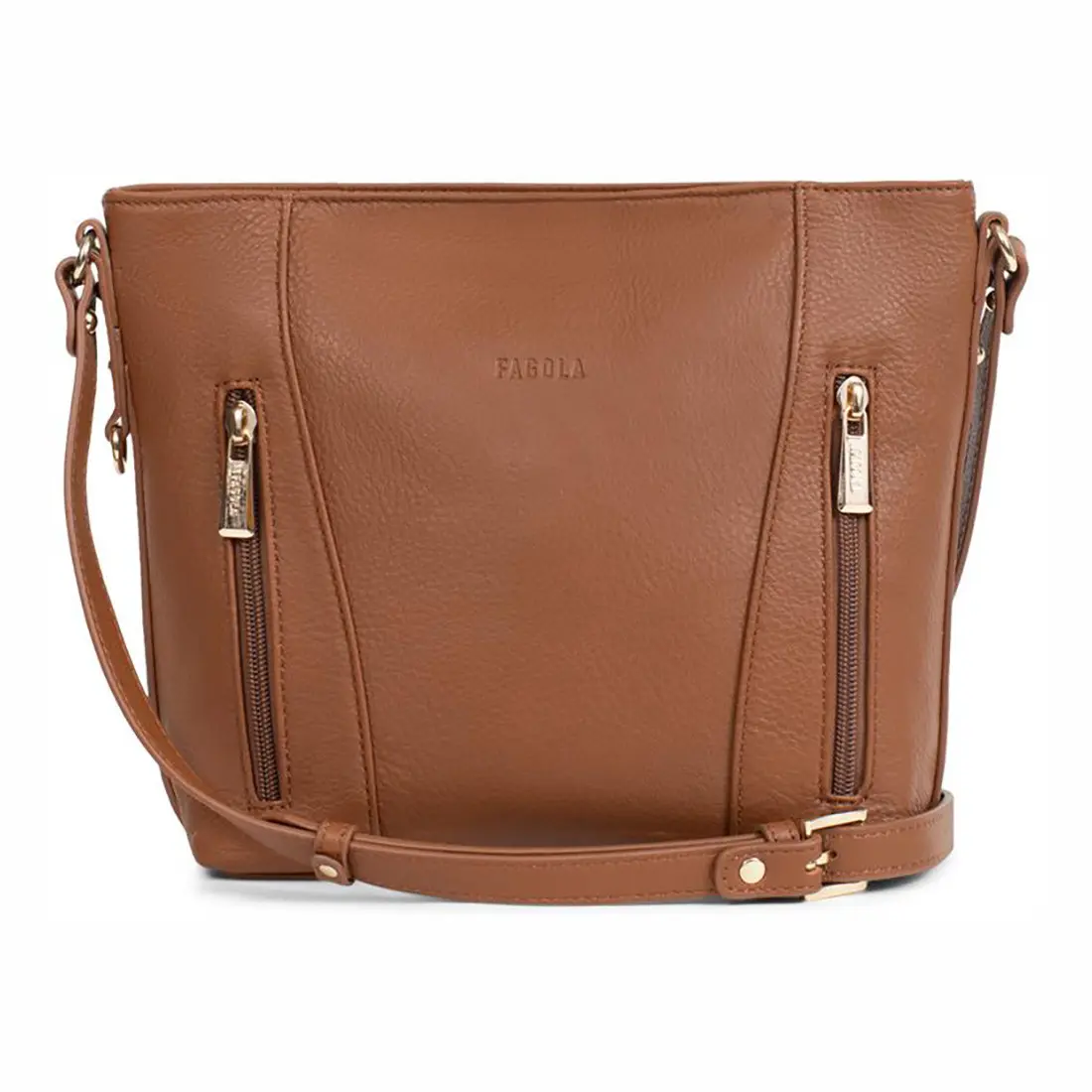 Kožená dámská crossbody kabelka Fagola Lilea - koňak