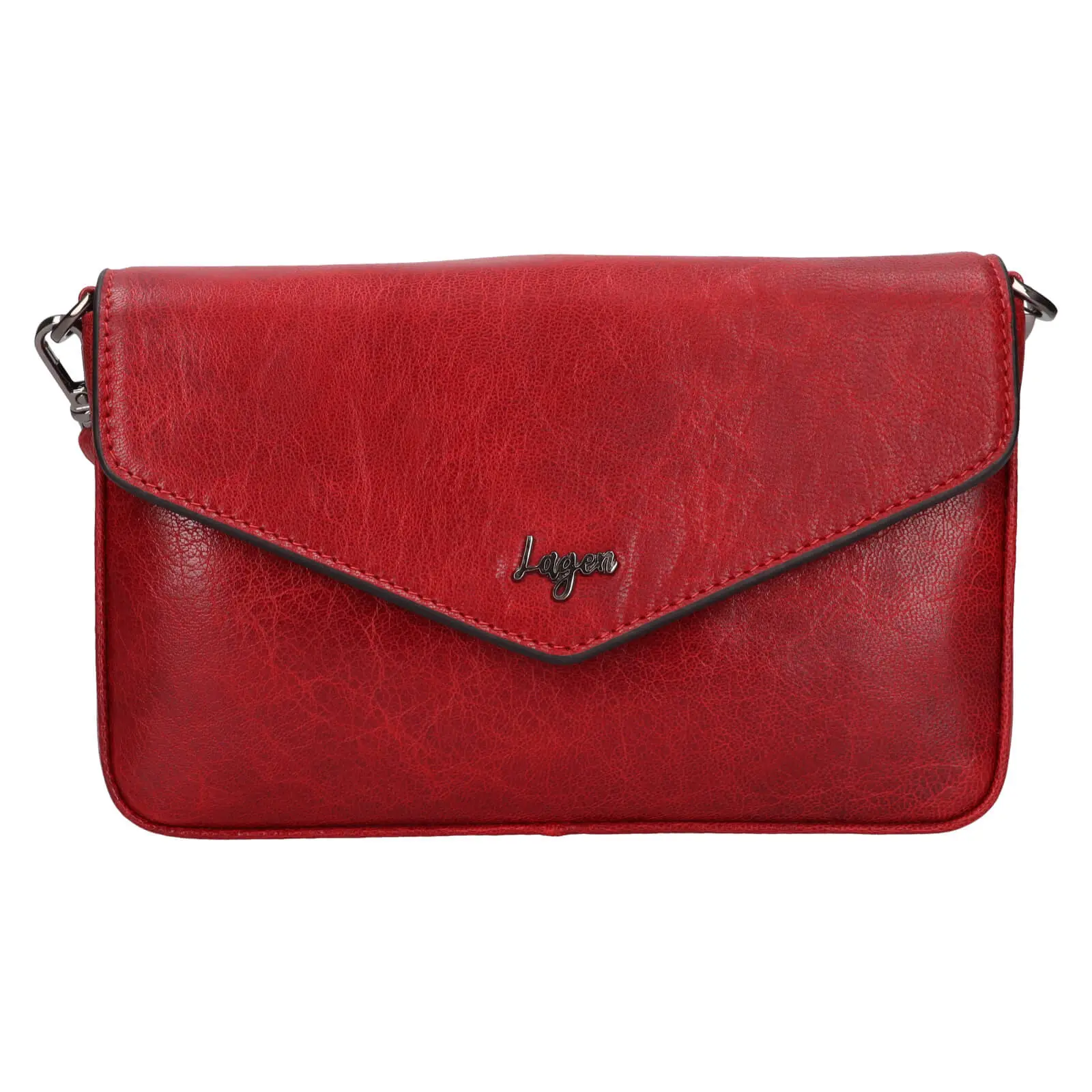 Dámská kožená crossbody kabelka Lagen Rikke - tmavě červená