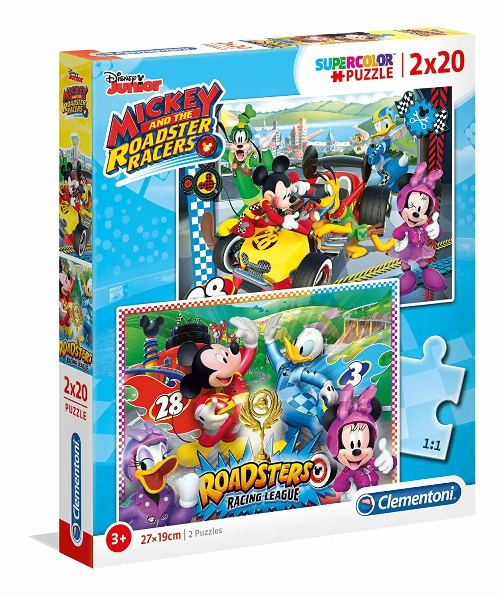 Clementoni Puzzle Supercolor - Mickey závodník 2 x 20 dílků - Quinny