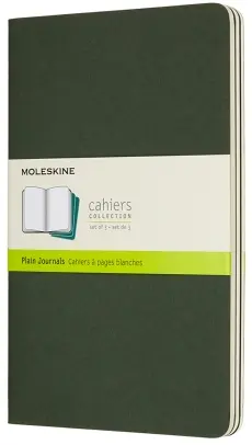 Sešity Moleskine Cahier, L, čisté, 3 ks - tm. zelené