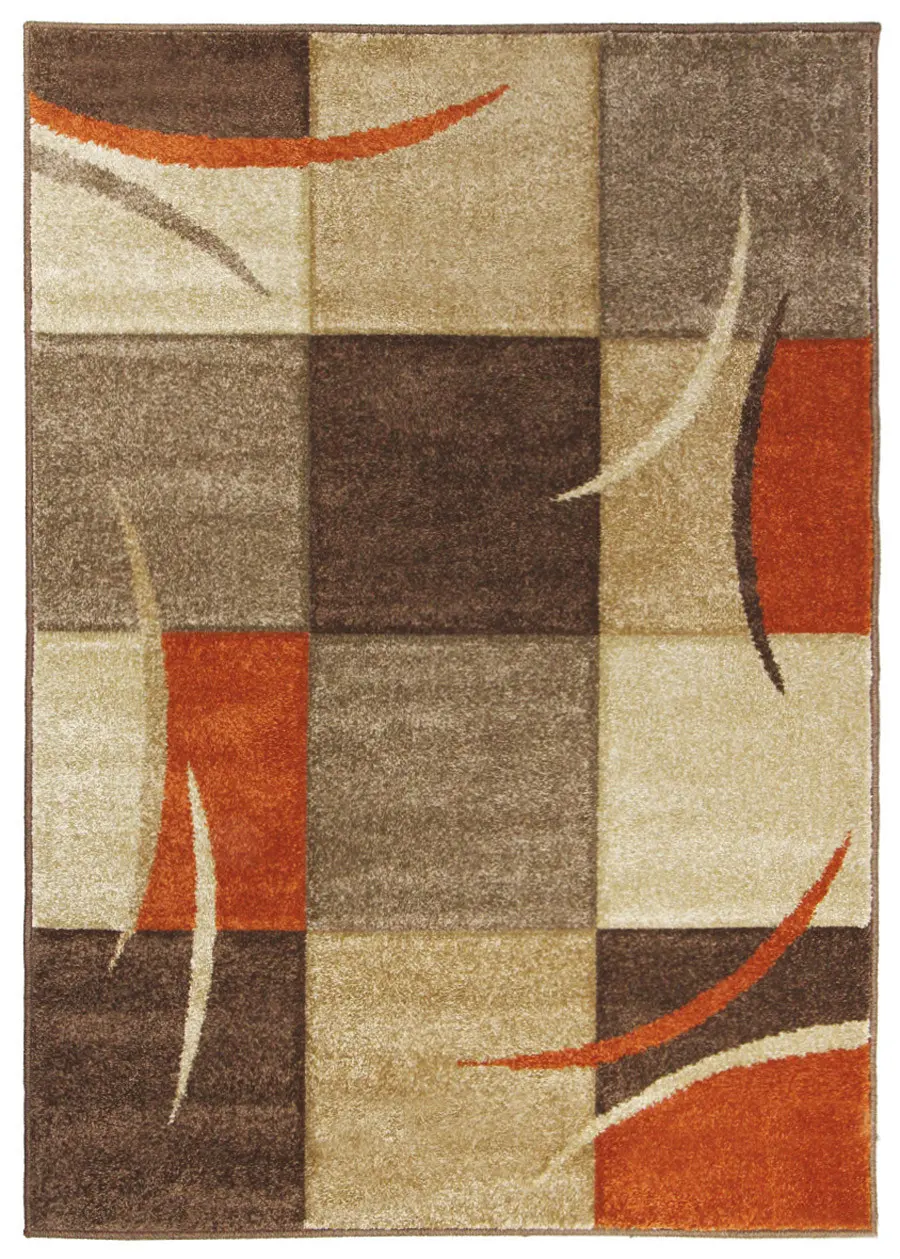 Kusový koberec Portland 3064/AY3J kostkovaný hnědý 160x235 cm