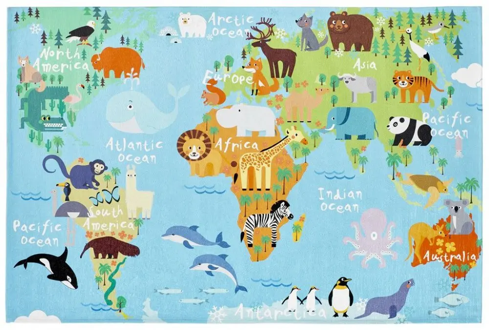 Dětský kusový koberec Torino kids 233 WORLD MAP 80x120 cm