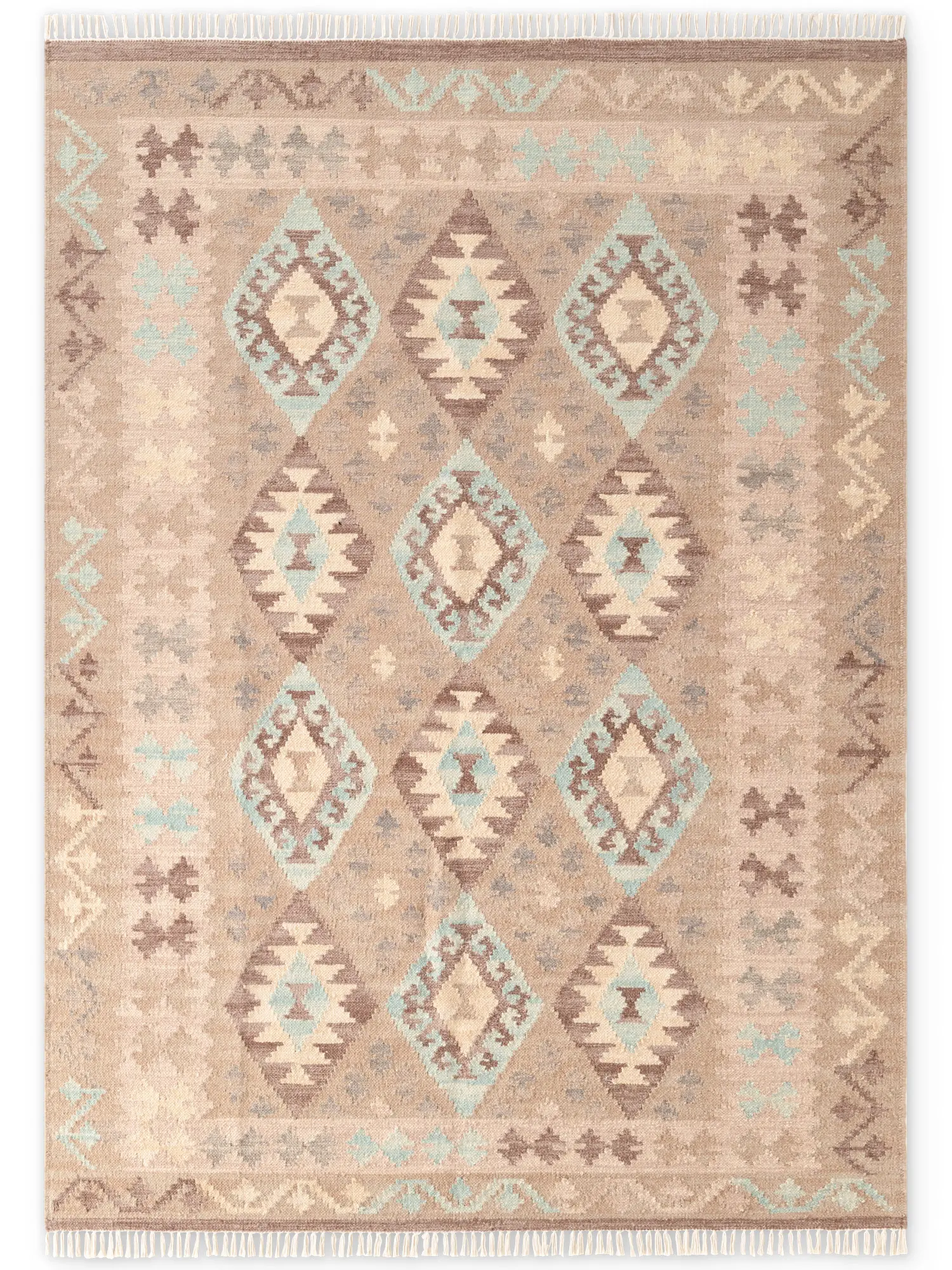 Světle modrý/béžový oboustranný ručně tkaný vlněný koberec 200x290 cm Kamal Dune – Nouristan