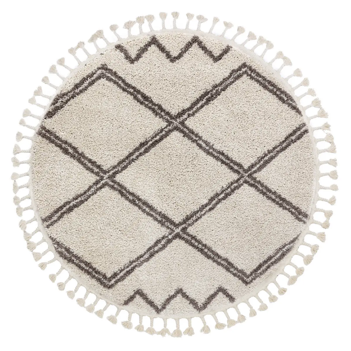 Kusový koberec Berber Asila cream and brown kruh Kruh Ø