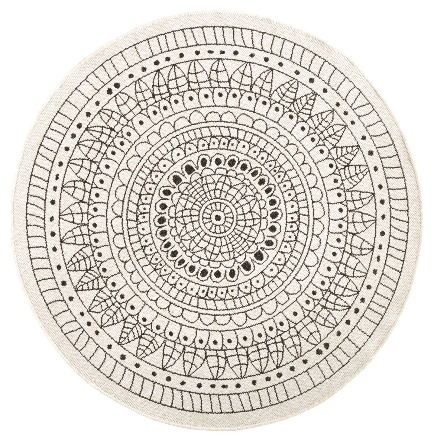 Černo-krémový venkovní koberec NORTHRUGS Porto, ⌀ 140 cm