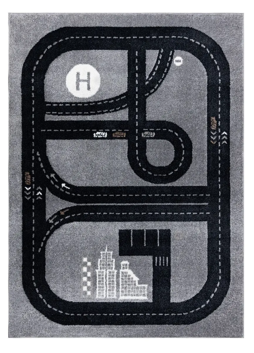 Dětský kusový koberec Fun Track grey 140x190 cm