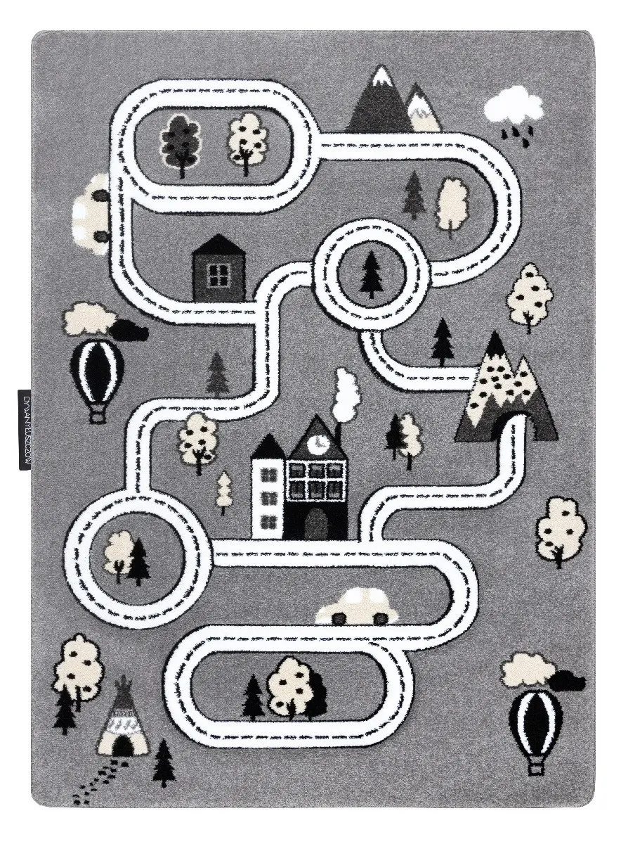Dětský kusový koberec Petit Town streets grey 200x290 cm