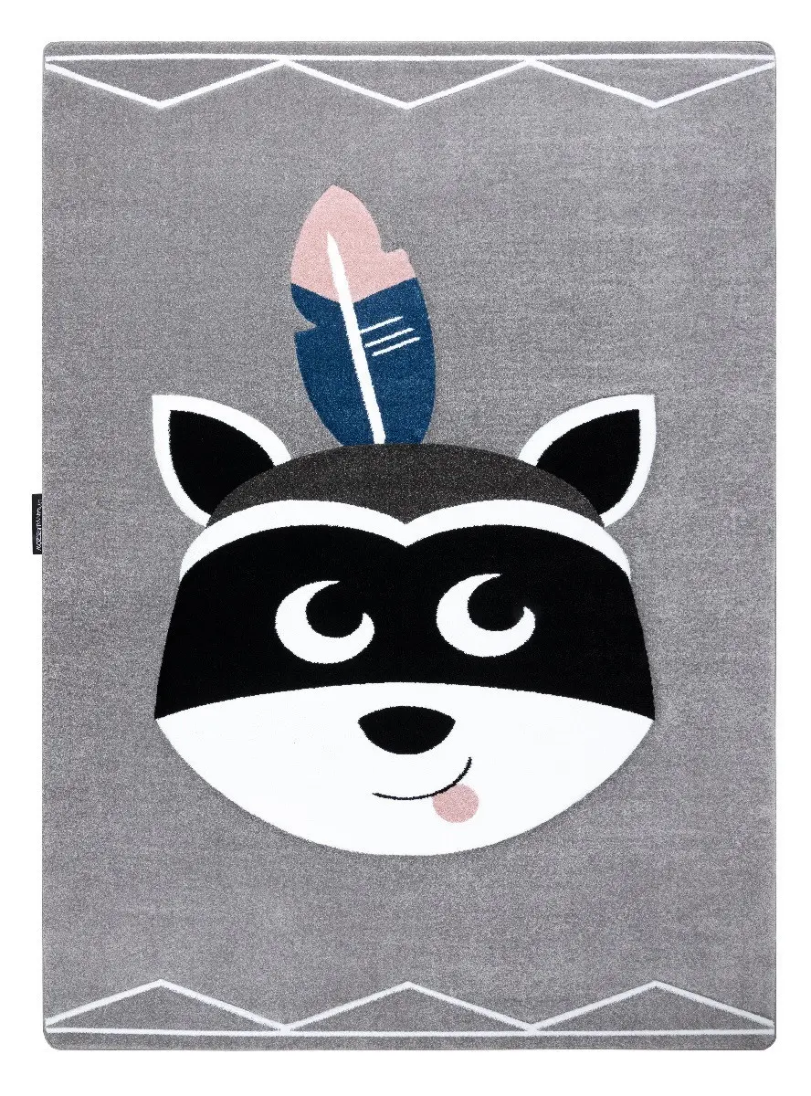Dětský kusový koberec Petit Raccoon mukki grey 160x220 cm