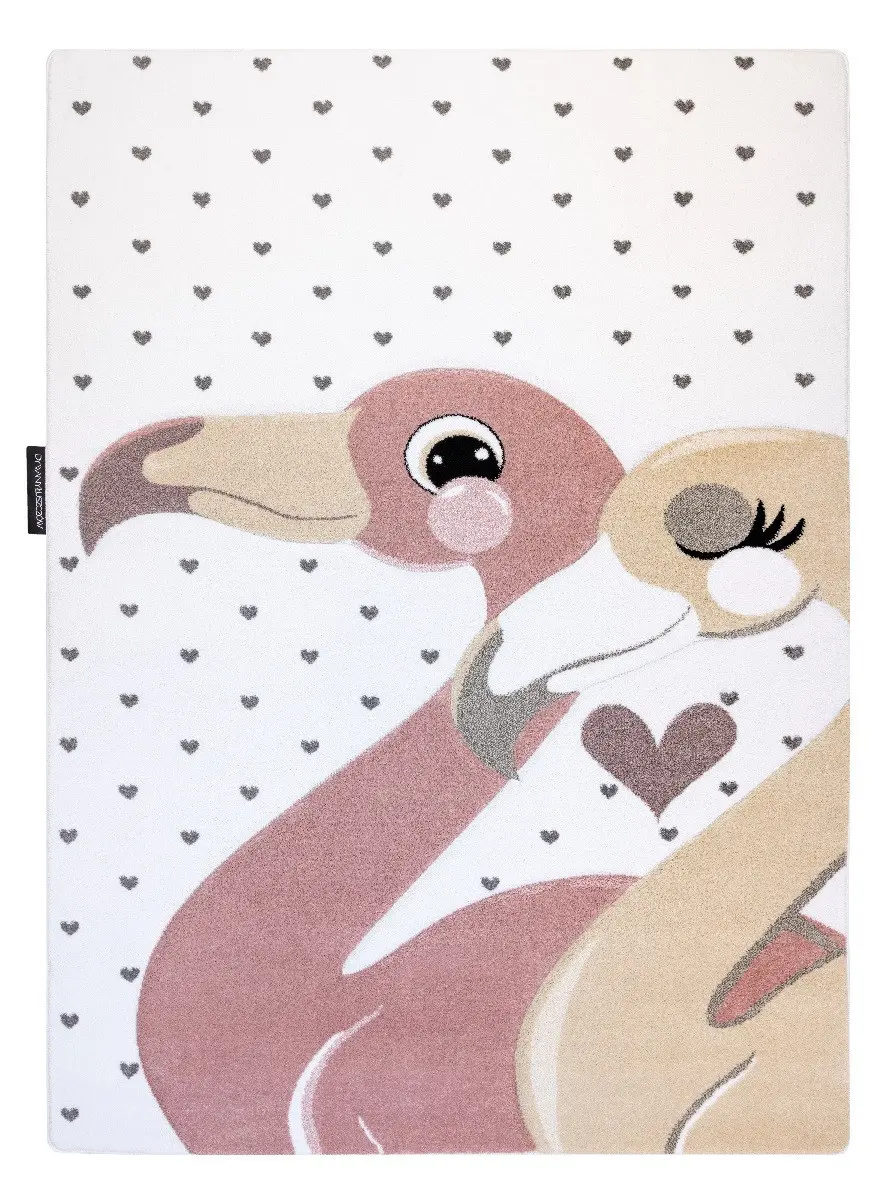 Dětský kusový koberec Petit Flamingos hearts cream 160x220 cm