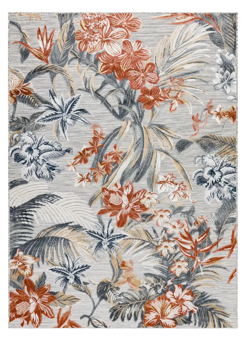Kusový koberec Botanic 65262 flowers grey – na ven i na doma 157x220 cm