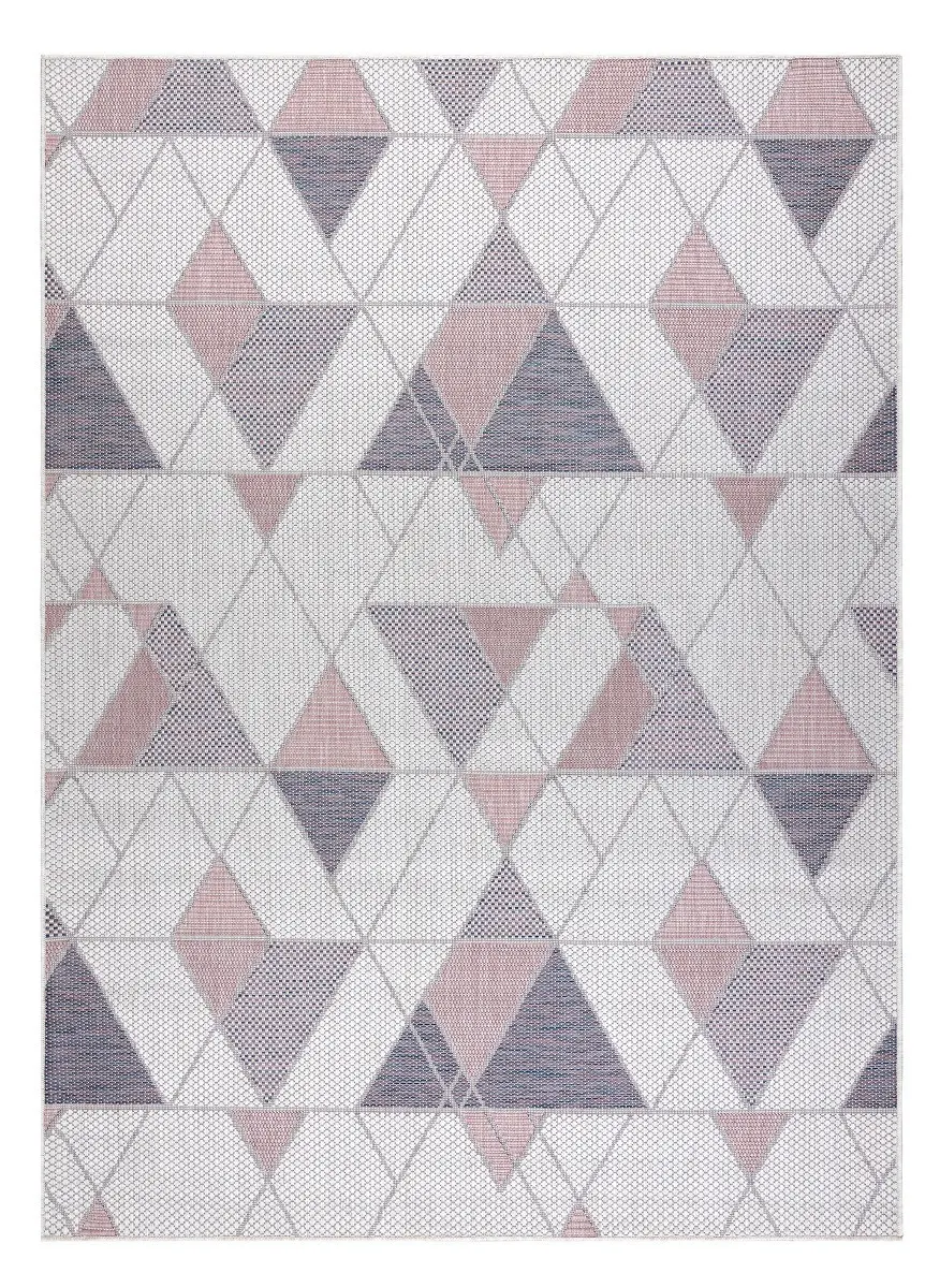 Kusový koberec Sion Sisal Triangles 3006 ecru/pink – na ven i na doma 120x170 cm