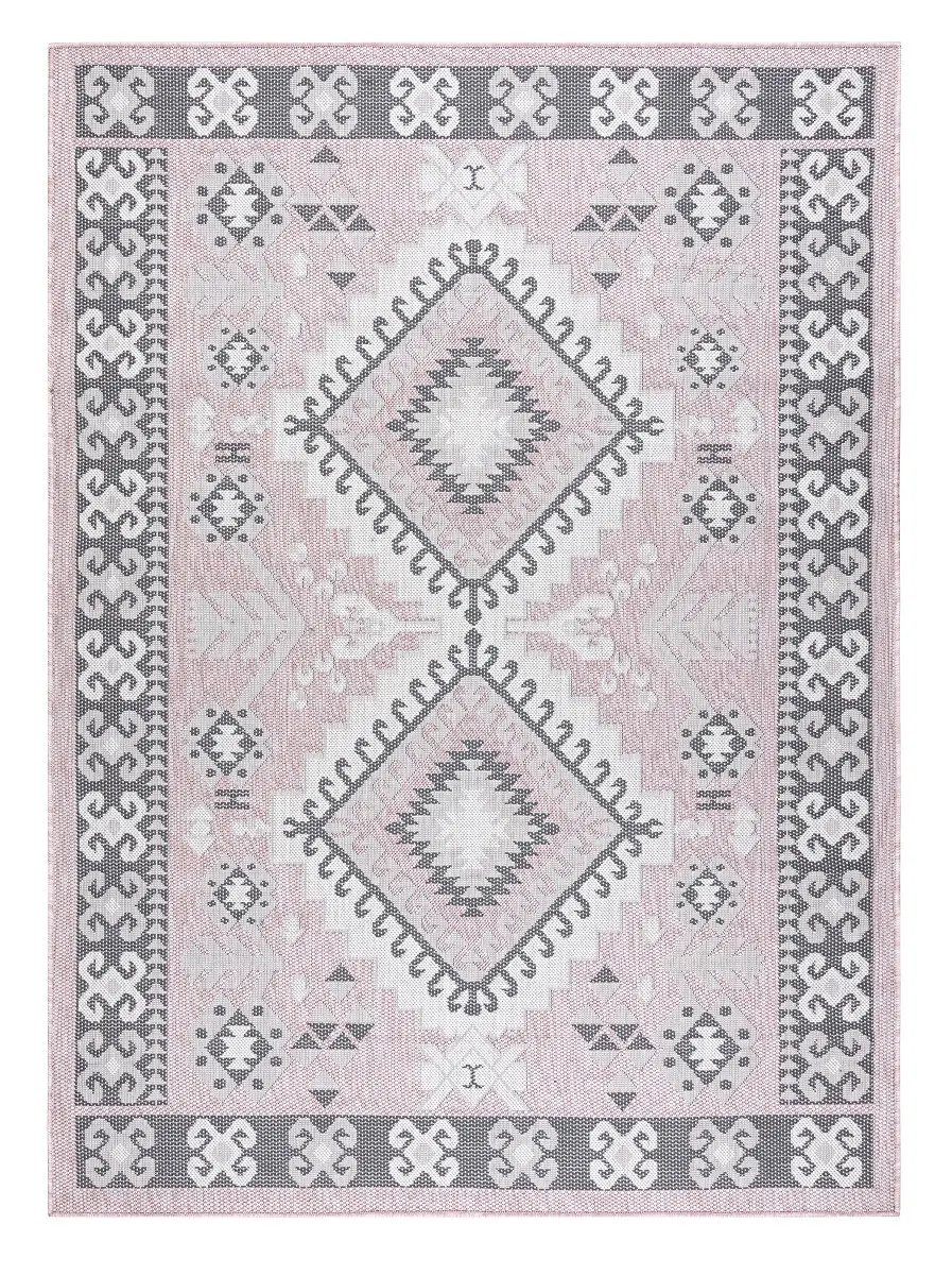 Kusový koberec Sion Sisal Aztec 3007 pink/ecru – na ven i na doma 160x220 cm